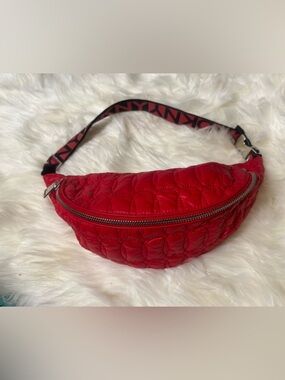 DKNY Quilted Red Waist Bag with Branded Strap
